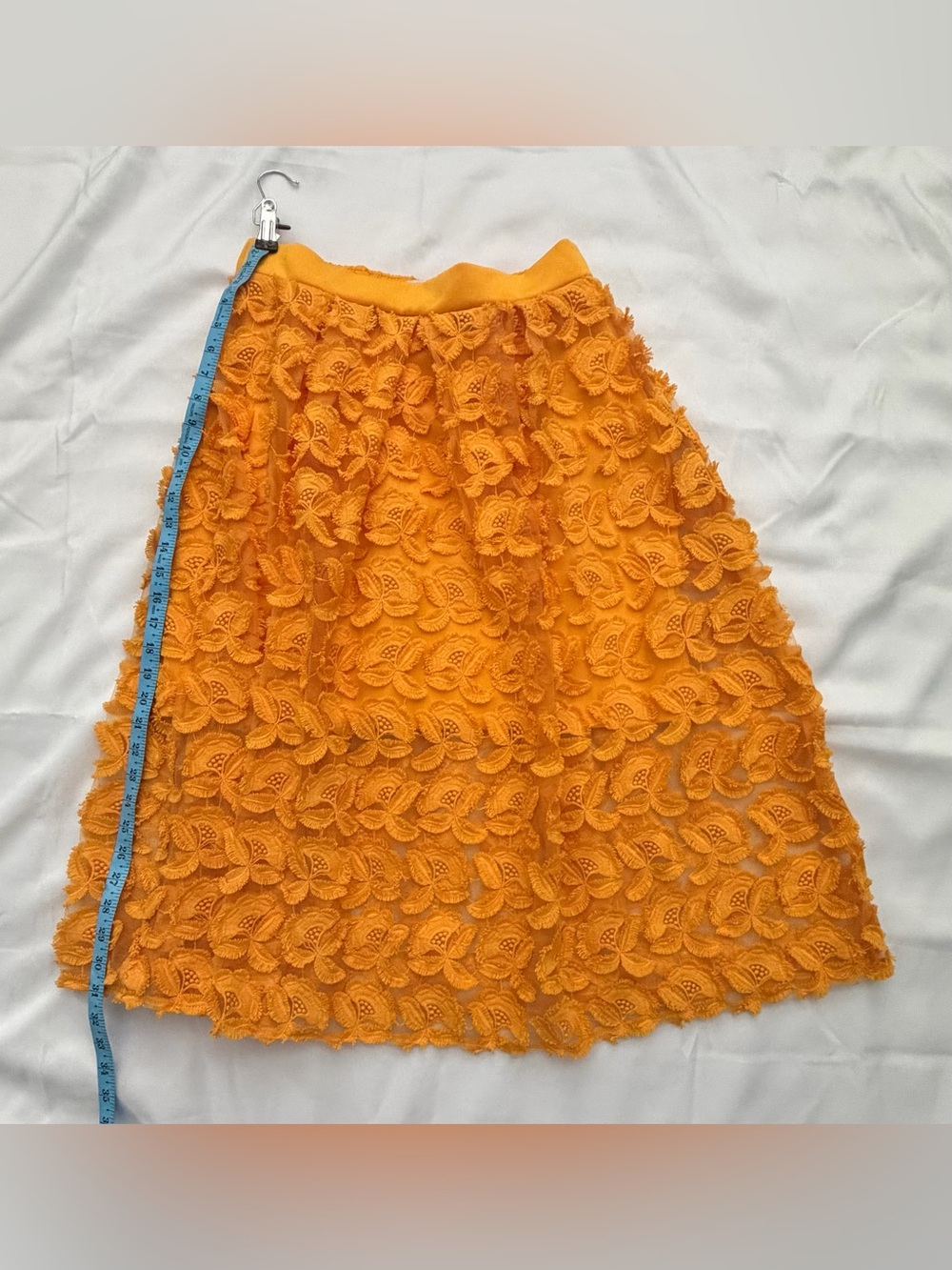 New York & Company Orange Floral Appliqué A-Line Midi Skirt